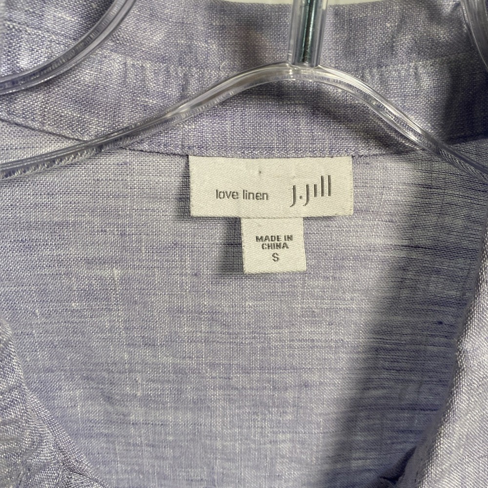 J Jill Love Linen Womens Small Purple Lilac Button Long Sleeve Lagom Clean Girl - Picture 4 of 7